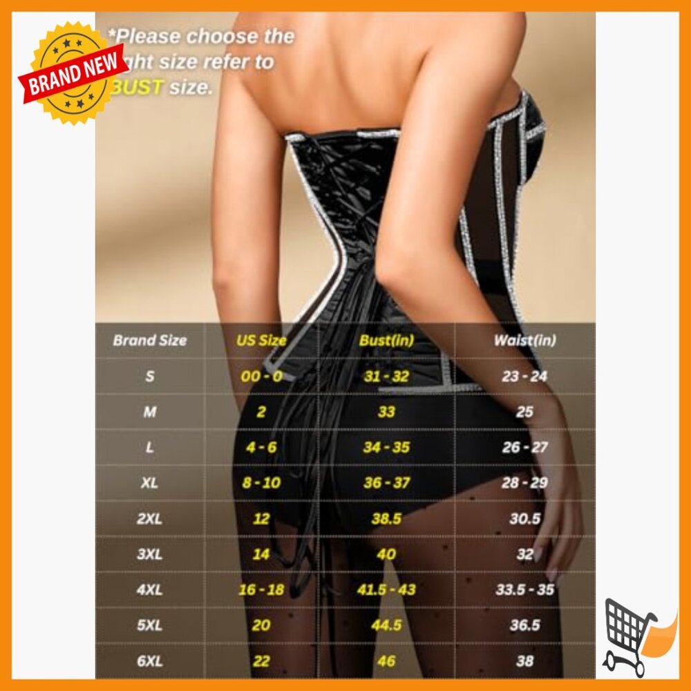 Sheer Mesh Corset with Rhinestones, Strapless Lace-Up Shapewear Top - Picture 6 of 7